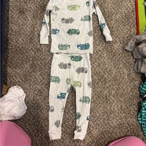 Carter's Gray and Green Pajama Set with Playful Car Design